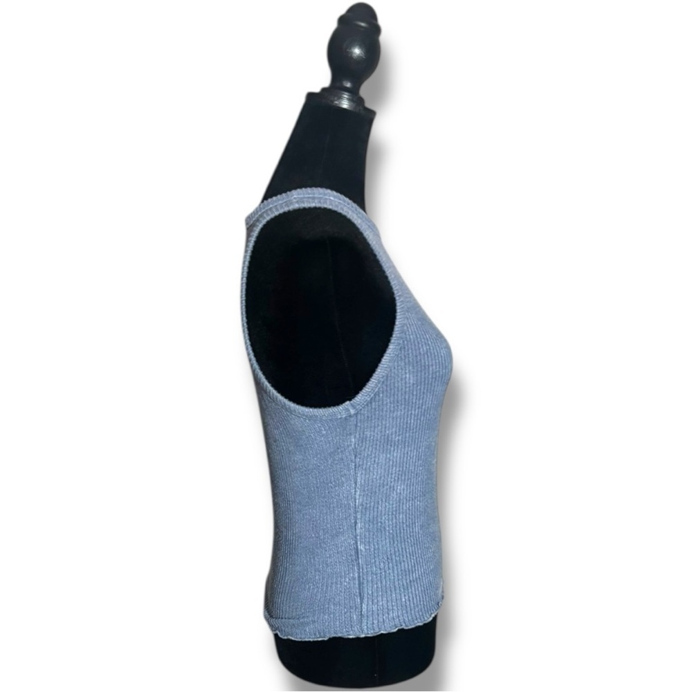 Caution To The Wind Blue Sleeveless Crewneck Casual Ribbed Knit Top - Picture 12 of 15